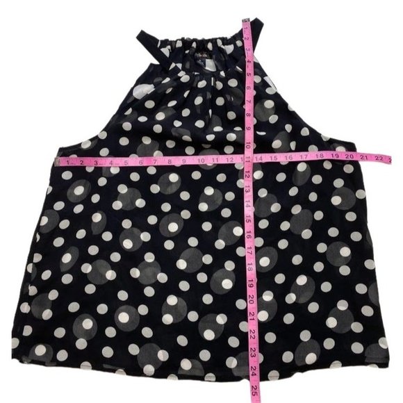 STYLE & CO Black with White Polka Dots High Neck Silk Sleeveless sz 14 - Picture 5 of 6